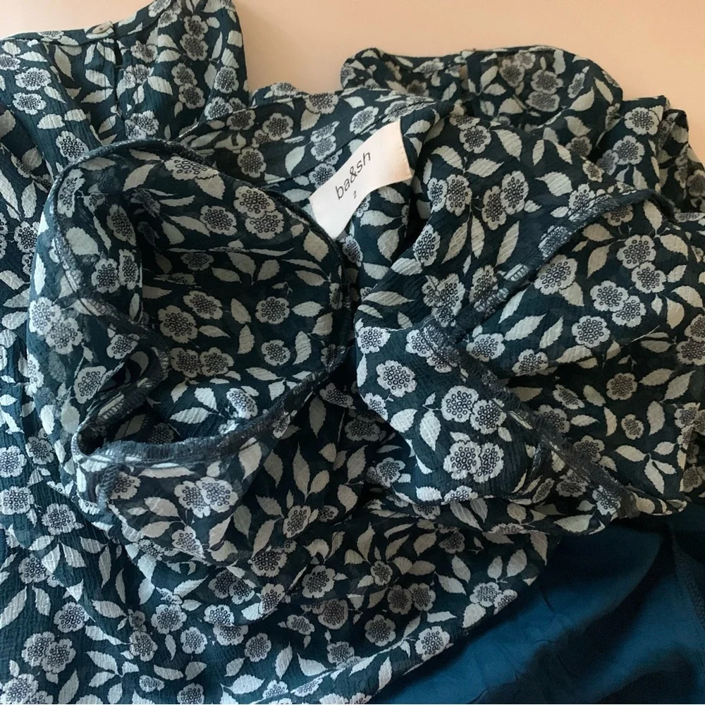 ba&sh Bonnie Bleupaon Blue Floral Midi Dress, Medium - Picture 14 of 16